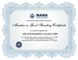 Manufacturers' Agents National Association Member in good standing certificate